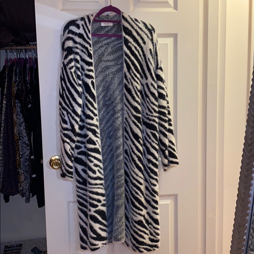 Zebra print fuzzy cardigan